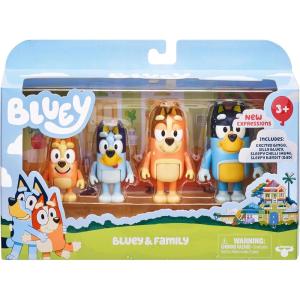 Bluey Action Heroes Toy Figures Set of 2, Articulated Character Toys with Karate and Jet Pack Figurines, Small Action Figures for Kids Ages 3+(Bluey & Family – New Expressions)