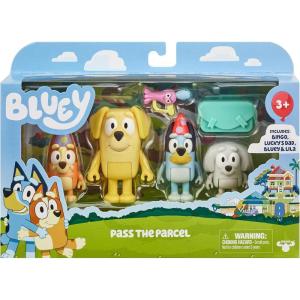 Bluey Action Heroes Toy Figures Set of 2, Articulated Character Toys with Karate and Jet Pack Figurines, Small Action Figures for Kids Ages 3+(Pass the Parcel)
