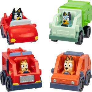 Bluey Basic 4WD Toddler Toy Car, 3” Articulated Figure with Flip-Up Sunnies, Immersive Car Toys for Kids of Age 3+(Mini Racers)
