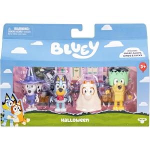 Bluey Halloween Figures Pack of 4, Robust Articulated Character Toys with Bingo, Chloe, and Lucky Figurines, Small Action Figures for Kids Ages 3+(4 – Halloween)