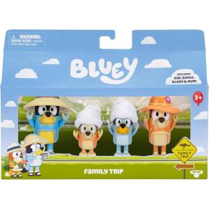 Bluey Halloween Figures Pack of 4, Robust Articulated Character Toys with Bingo, Chloe, and Lucky Figurines, Small Action Figures for Kids Ages 3+(5 – Family Trip)