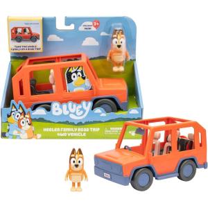 Bluey Heeler 4WD Family Toddler Toy Car with 4 Figures, Surfboards and Sticker Sheet, Pretend Play, Bluey Toys for Kids Ages 3+, Amazon Exclusive(Chilli & Car)