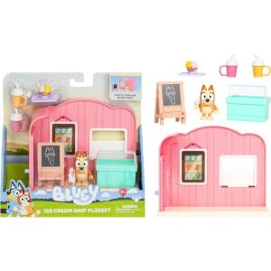 Bluey Ice Cream Shop Playset, Immersive Toy Ice Cream Set with Dessert-Themed Accessories and Articulated Bingo Figurine, Food Toys for Kids Ages 3+