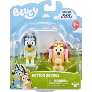 Bluey Pass The Parcel Figurine Toys Pack of 4, Character Toys with Bingo, Lucky’s Dad, and Lila Figures, Small Action Figures for Kids Ages 3+(Action Heroes)
