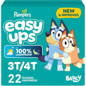 Pampers Easy Ups Girls & Boys Potty Training Pants, Size 6T-7T, 40 Count, Bluey Absorbent Training Underwear, Up to 100% Leakproof Day and Night, Hypoallergenic (Packaging May Vary)(3T-4T)