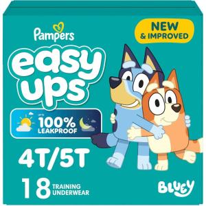 Pampers Easy Ups Girls & Boys Potty Training Pants, Size 6T-7T, 40 Count, Bluey Absorbent Training Underwear, Up to 100% Leakproof Day and Night, Hypoallergenic (Packaging May Vary)(4T-5T)