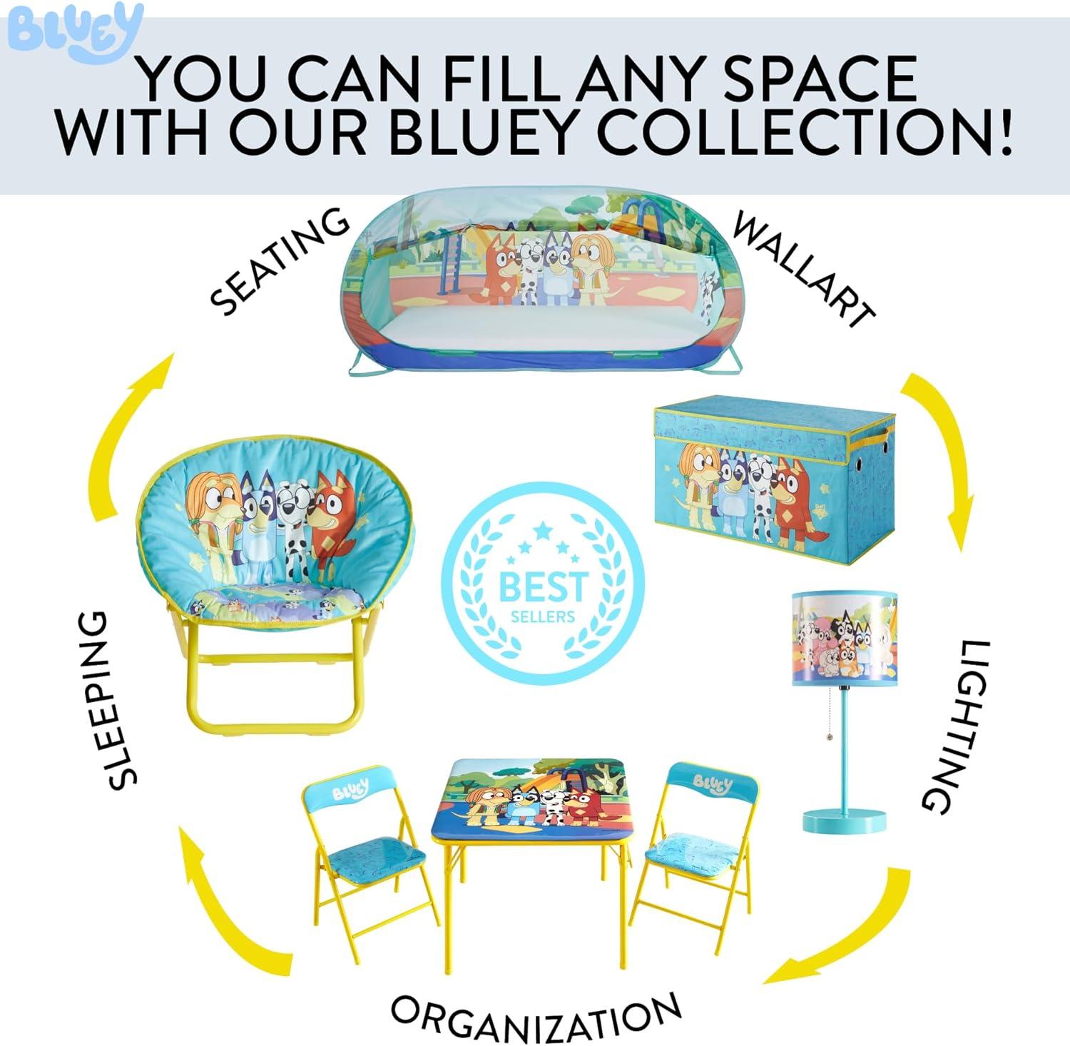 imageBluey amp Chloe Kids Micromink Bean Bag Sofa ChairSoft Padded Toddler Seat with Piping amp Carry HandleCozy Lounge Chair for Ages 3BlueBluey