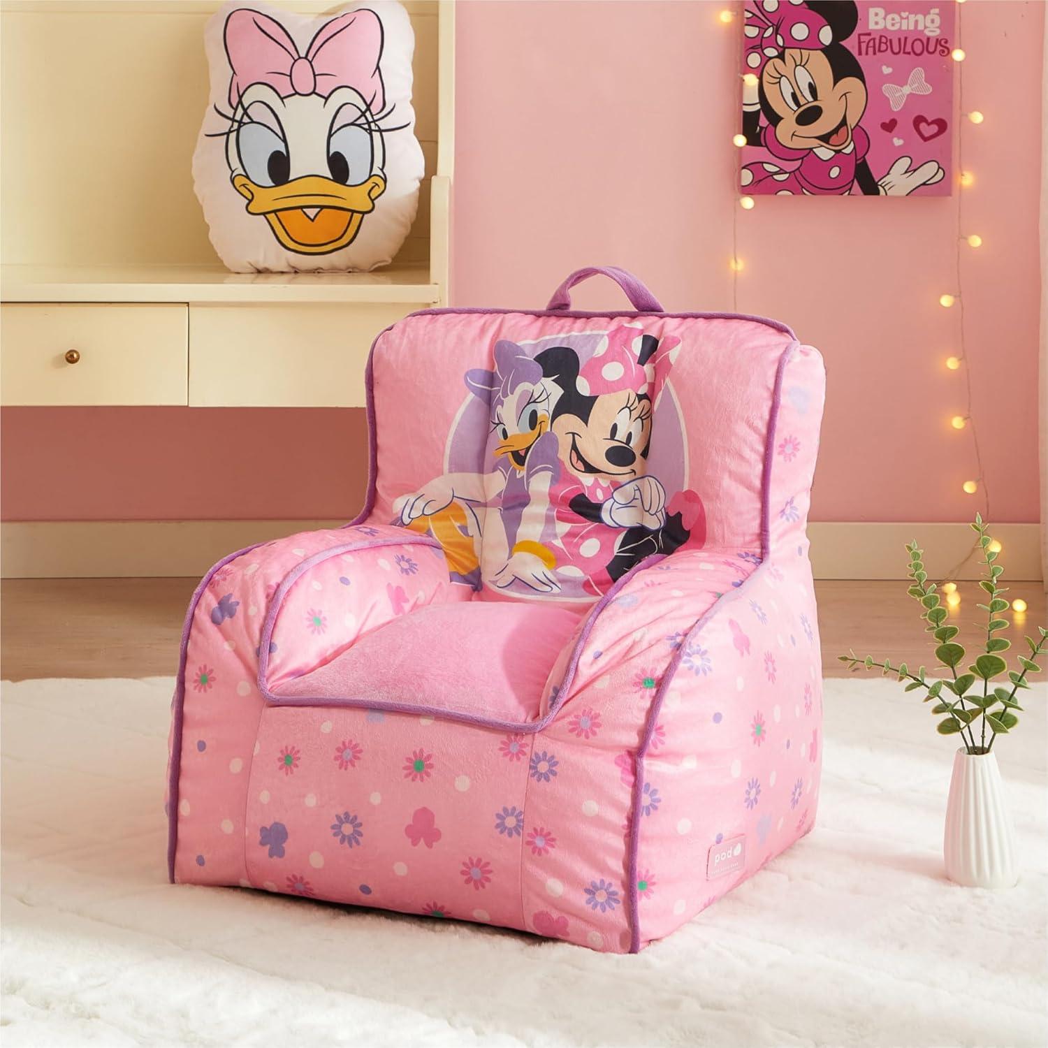 imageBluey amp Chloe Kids Micromink Bean Bag Sofa ChairSoft Padded Toddler Seat with Piping amp Carry HandleCozy Lounge Chair for Ages 3BlueMinnie Mouse