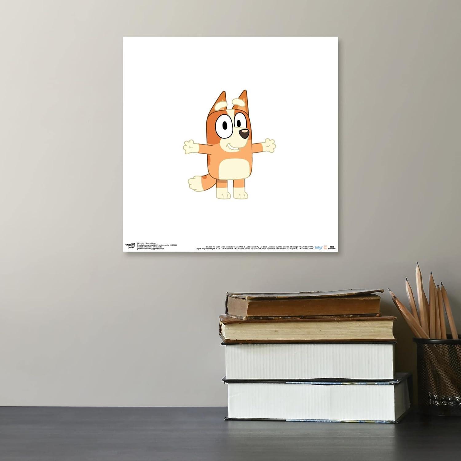 imageGallery Pops Bluey Bingo Wall Art White Framed Version 12 x 12Unframed Version