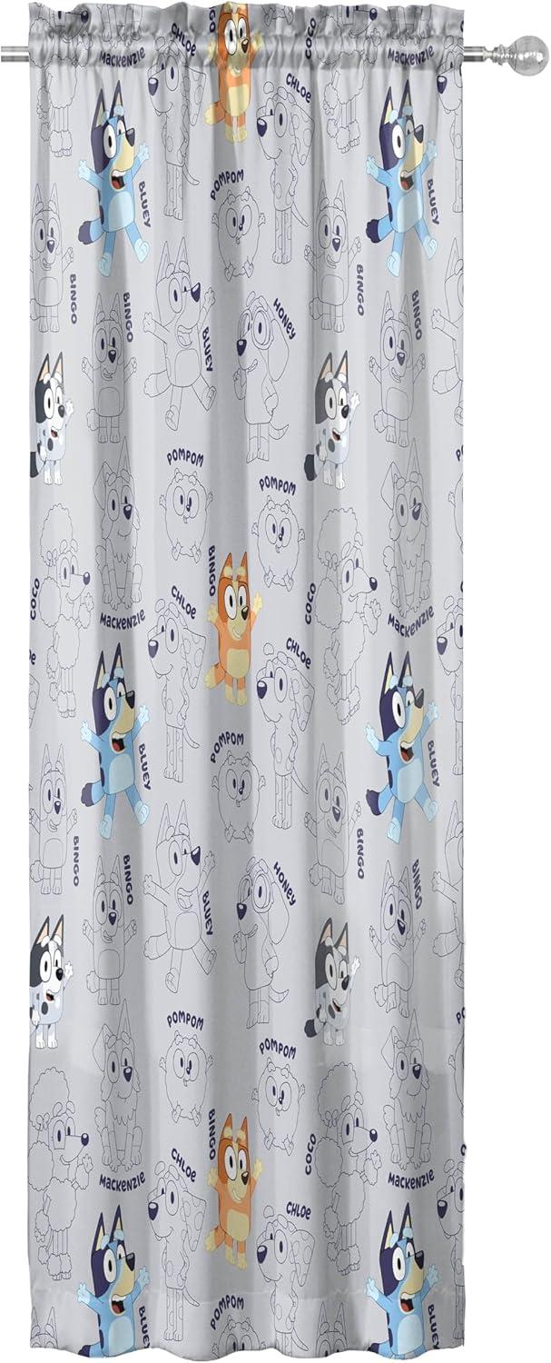 imageJay Franco Black Out Window Curtains for Kids Bedroom 4Piece Drape Set with 2 Tiebacks Blue Bluey 42 W x 63 L Pack of 2Grey Bluey