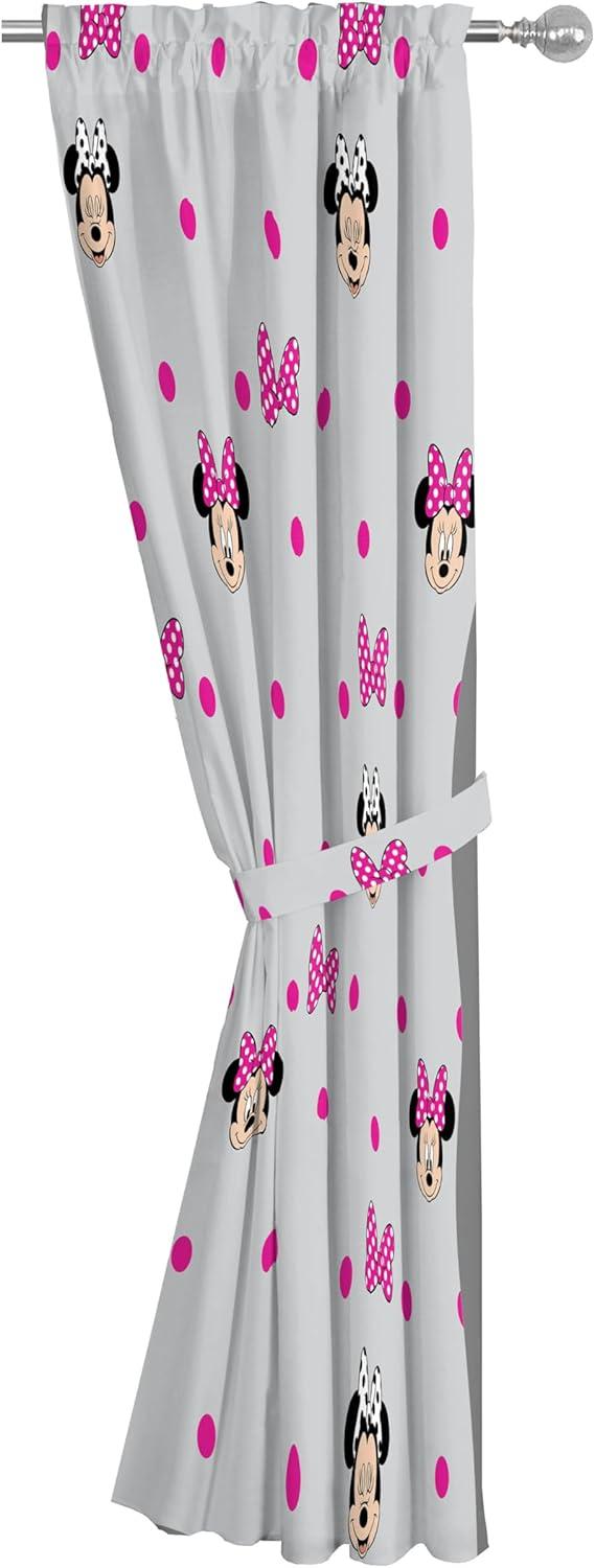 imageJay Franco Black Out Window Curtains for Kids Bedroom 4Piece Drape Set with 2 Tiebacks Blue Bluey 42 W x 63 L Pack of 2Grey Minnie Mouse