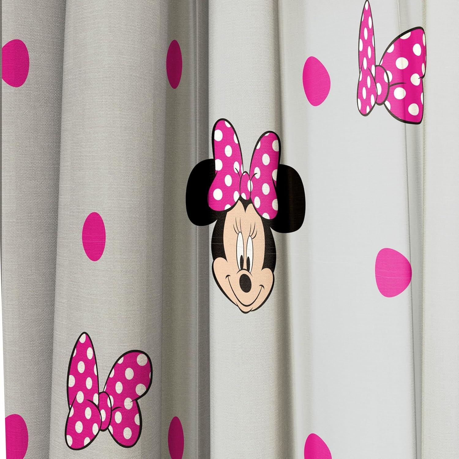 imageJay Franco Black Out Window Curtains for Kids Bedroom 4Piece Drape Set with 2 Tiebacks Blue Bluey 42 W x 63 L Pack of 2Grey Minnie Mouse