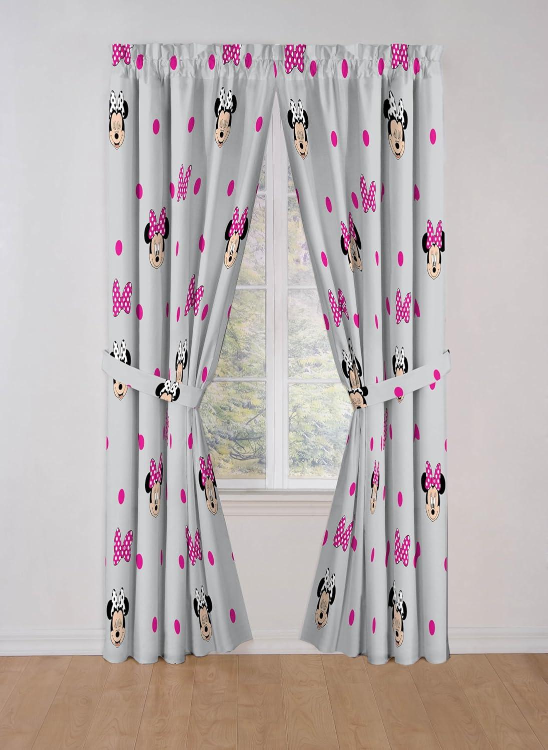 imageJay Franco Black Out Window Curtains for Kids Bedroom 4Piece Drape Set with 2 Tiebacks Blue Bluey 42 W x 63 L Pack of 2Grey Minnie Mouse