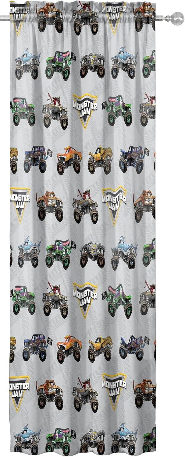 imageJay Franco Black Out Window Curtains for Kids Bedroom 4Piece Drape Set with 2 Tiebacks Blue Bluey 42 W x 63 L Pack of 2Grey Monster Jam