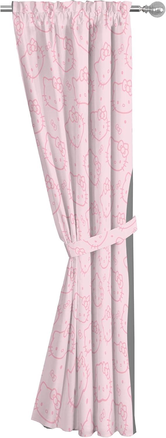 imageJay Franco Black Out Window Curtains for Kids Bedroom 4Piece Drape Set with 2 Tiebacks Blue Bluey 42 W x 63 L Pack of 2Pink Hello Kitty