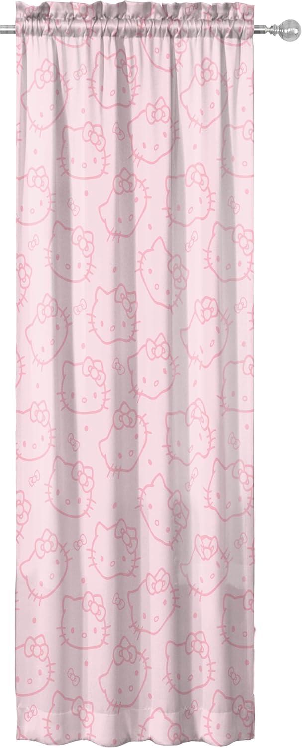 imageJay Franco Black Out Window Curtains for Kids Bedroom 4Piece Drape Set with 2 Tiebacks Blue Bluey 42 W x 63 L Pack of 2Pink Hello Kitty