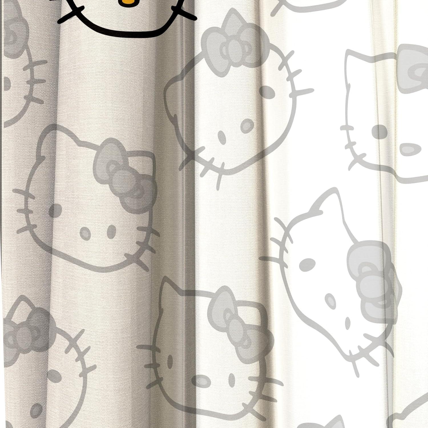 imageJay Franco Black Out Window Curtains for Kids Bedroom 4Piece Drape Set with 2 Tiebacks Blue Bluey 42 W x 63 L Pack of 2White Hello Kitty