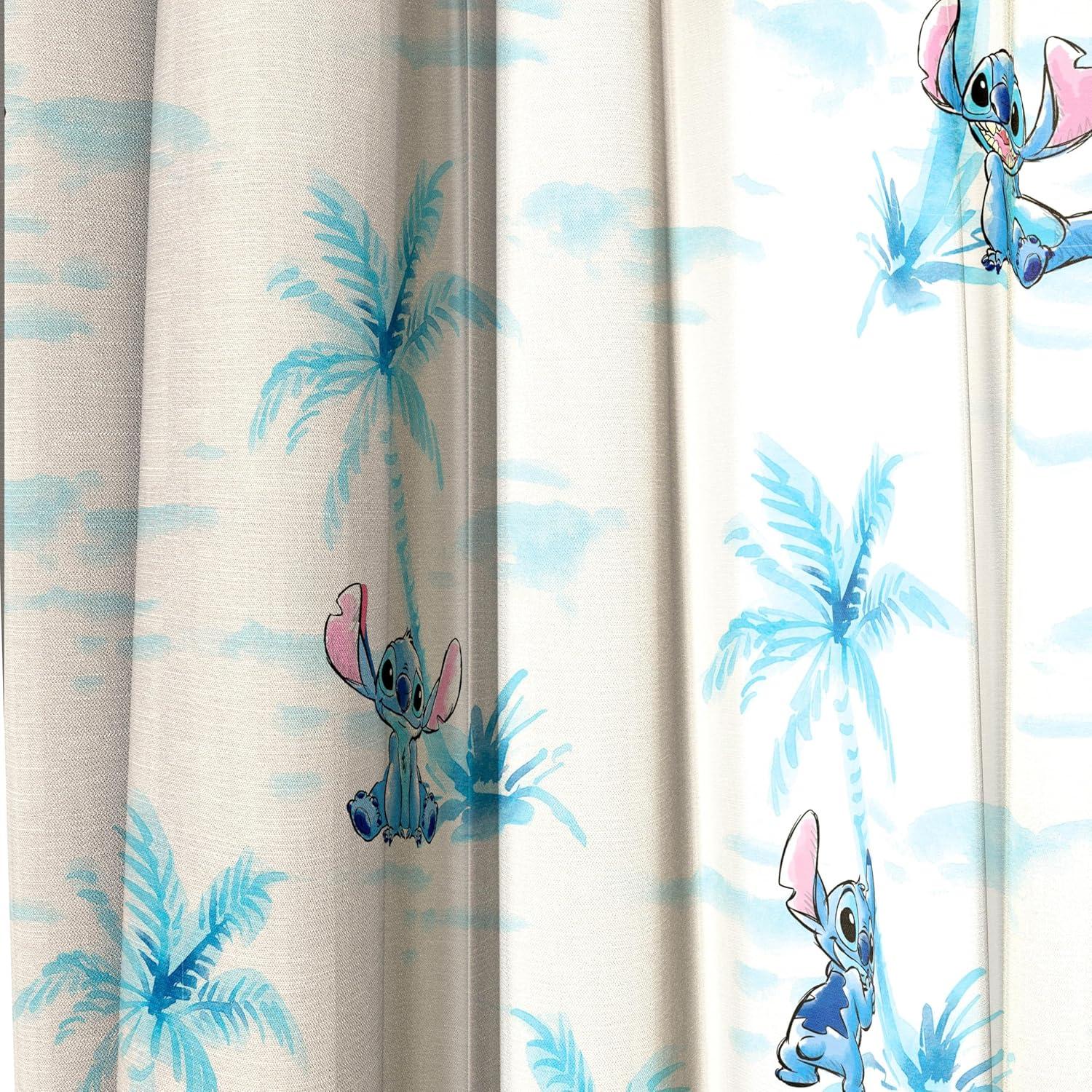 imageJay Franco Black Out Window Curtains for Kids Bedroom 4Piece Drape Set with 2 Tiebacks Blue Bluey 42 W x 63 L Pack of 2White Lilo Stitch