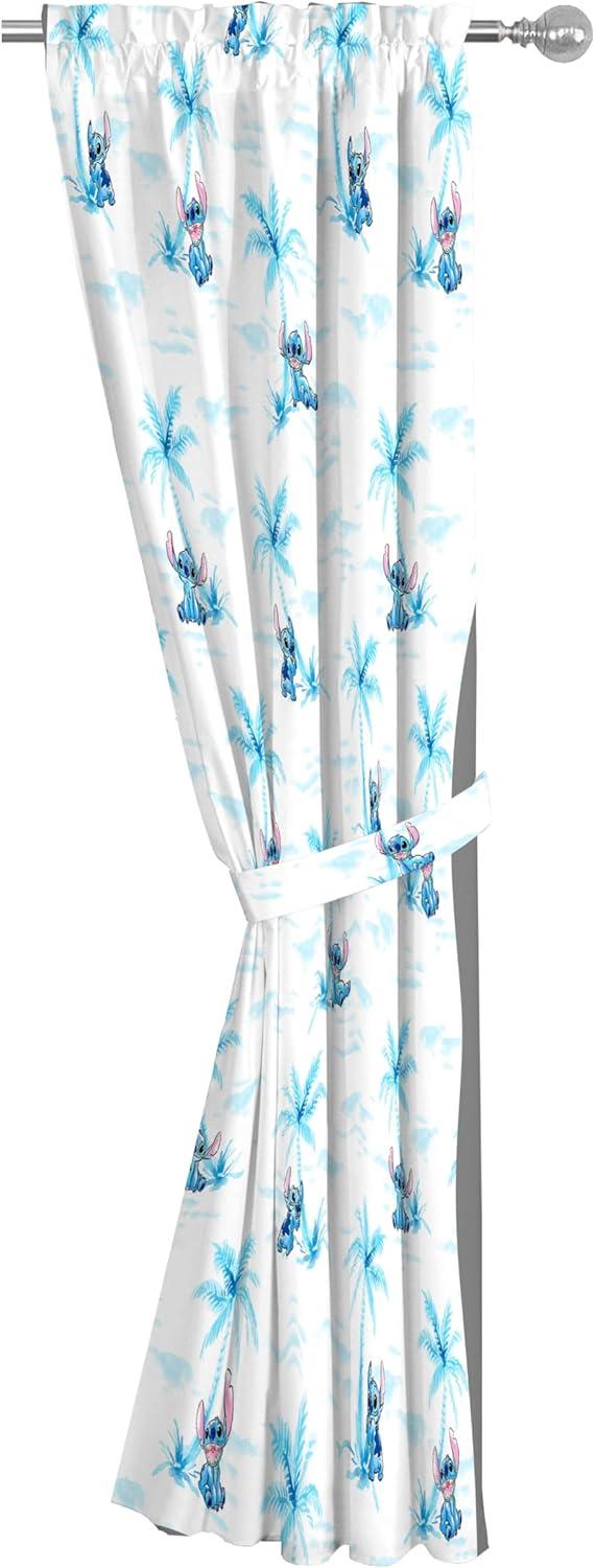 imageJay Franco Black Out Window Curtains for Kids Bedroom 4Piece Drape Set with 2 Tiebacks Blue Bluey 42 W x 63 L Pack of 2White Lilo Stitch