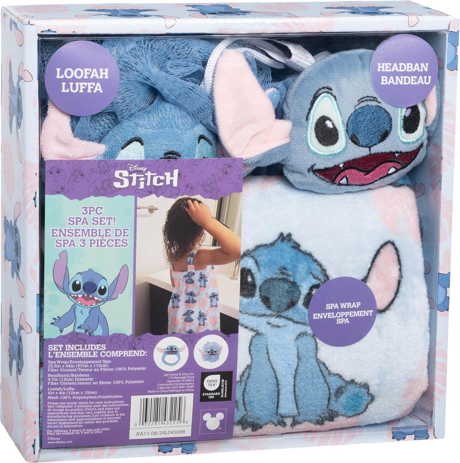 imageJay Franco Bluey 3 Piece Spa amp Bath Set Includes Towel Wrap Loofah amp Spa Headband Kids Bath amp Shower AccessoriesBlue Stitch