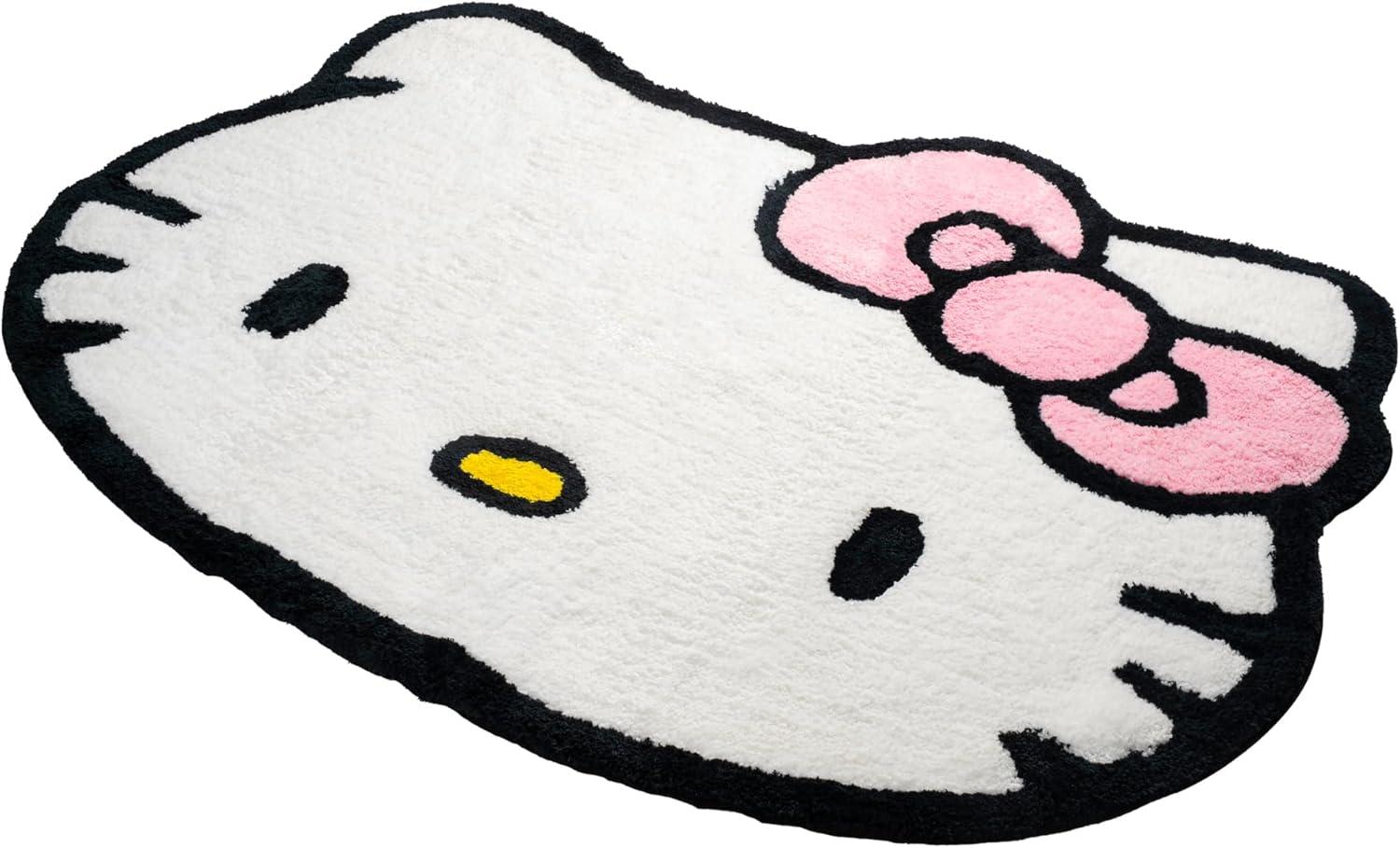 imageJay Franco Disney Lilo and Stitch Plush Blue Fluffy Accent Rug 4 x 2 ft Area Rug for Kids Bedroom or Living Room DecorWhite Hello Kitty