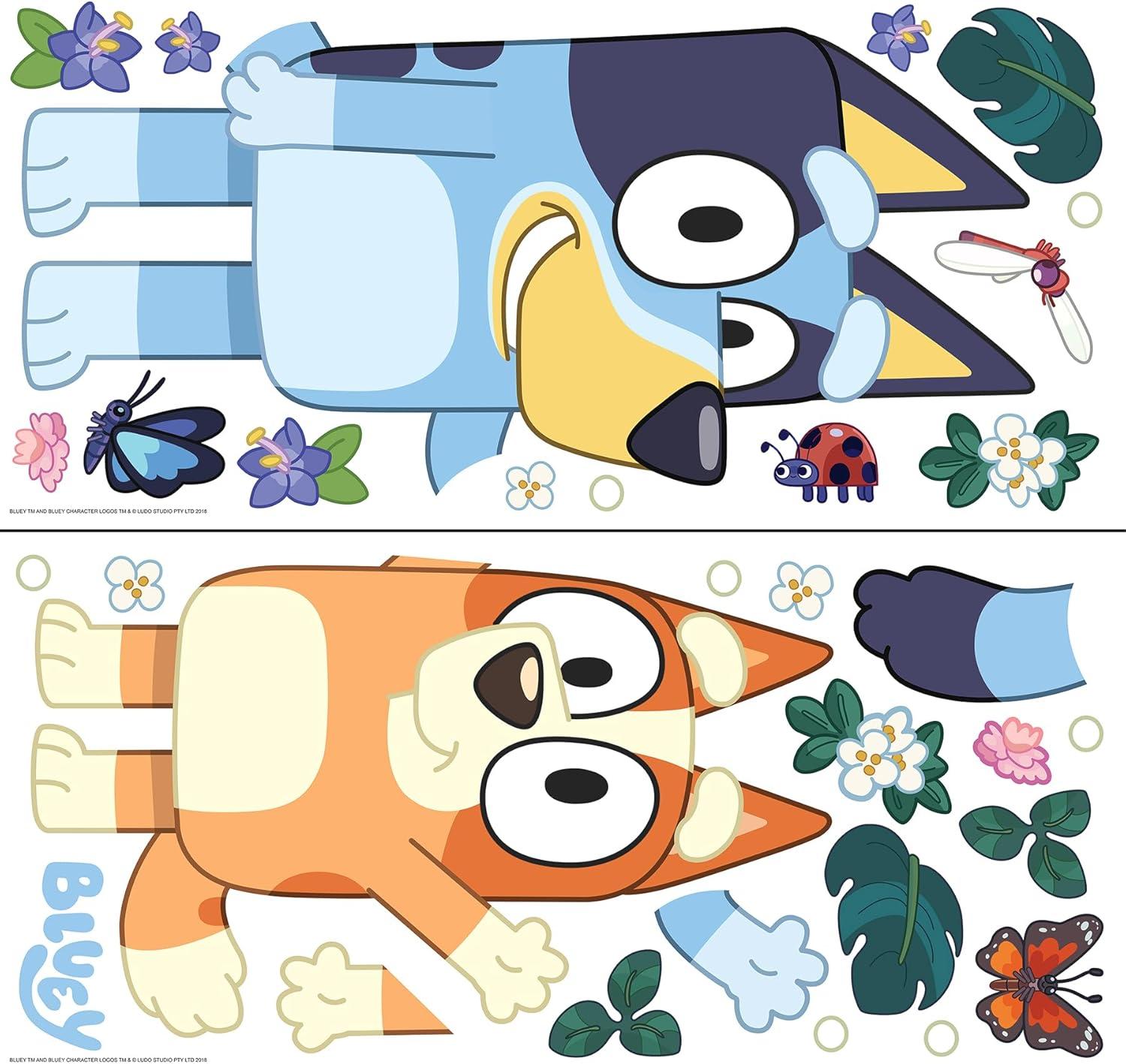 imageRoomMates Bluey and Bingo Character Blue Peel and Stick Wall Decals RMDM5560Bluey Bingo