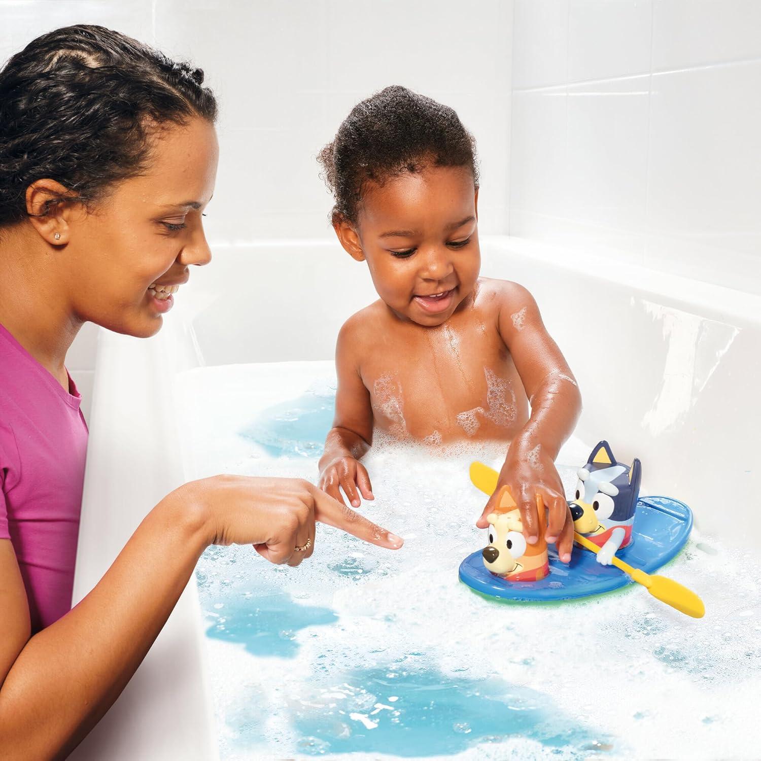 imageTOMY Toomies Bluey Pull and Go Canoe Pull String Helps Bluey Paddle Through Water Includes Bingo Bath Toy Pourer Bluey Toys for Bath Ages 18 Months and UpPull and Go Canoe