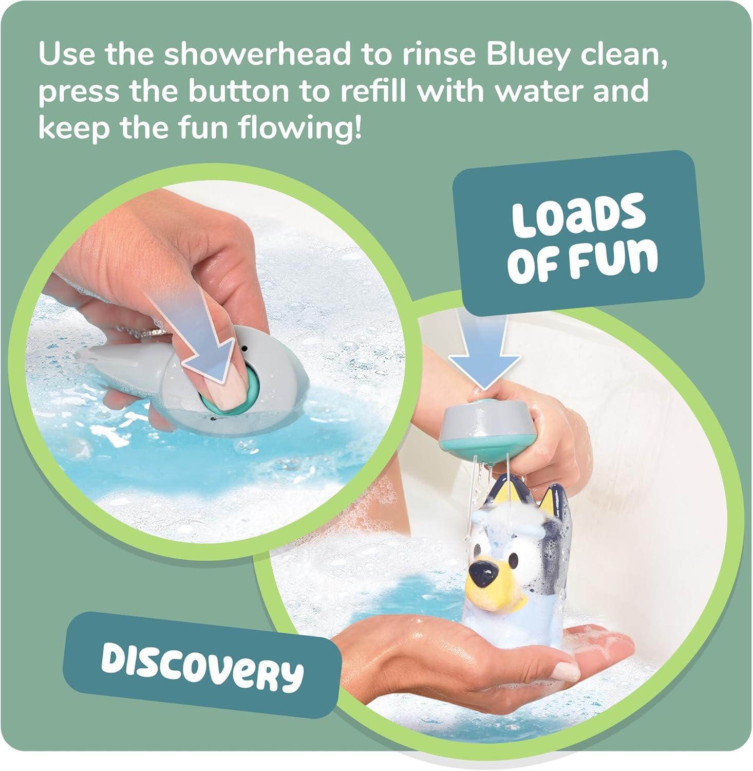 imageTOMY Toomies Shower amp Scrub Bluey Create Your Own Bubbles Includes Rinsing Showerhead and Removable Bluey Toy Interactive Bath Toys Toddler Easter Basket Fillers Ages 18 Months and Up