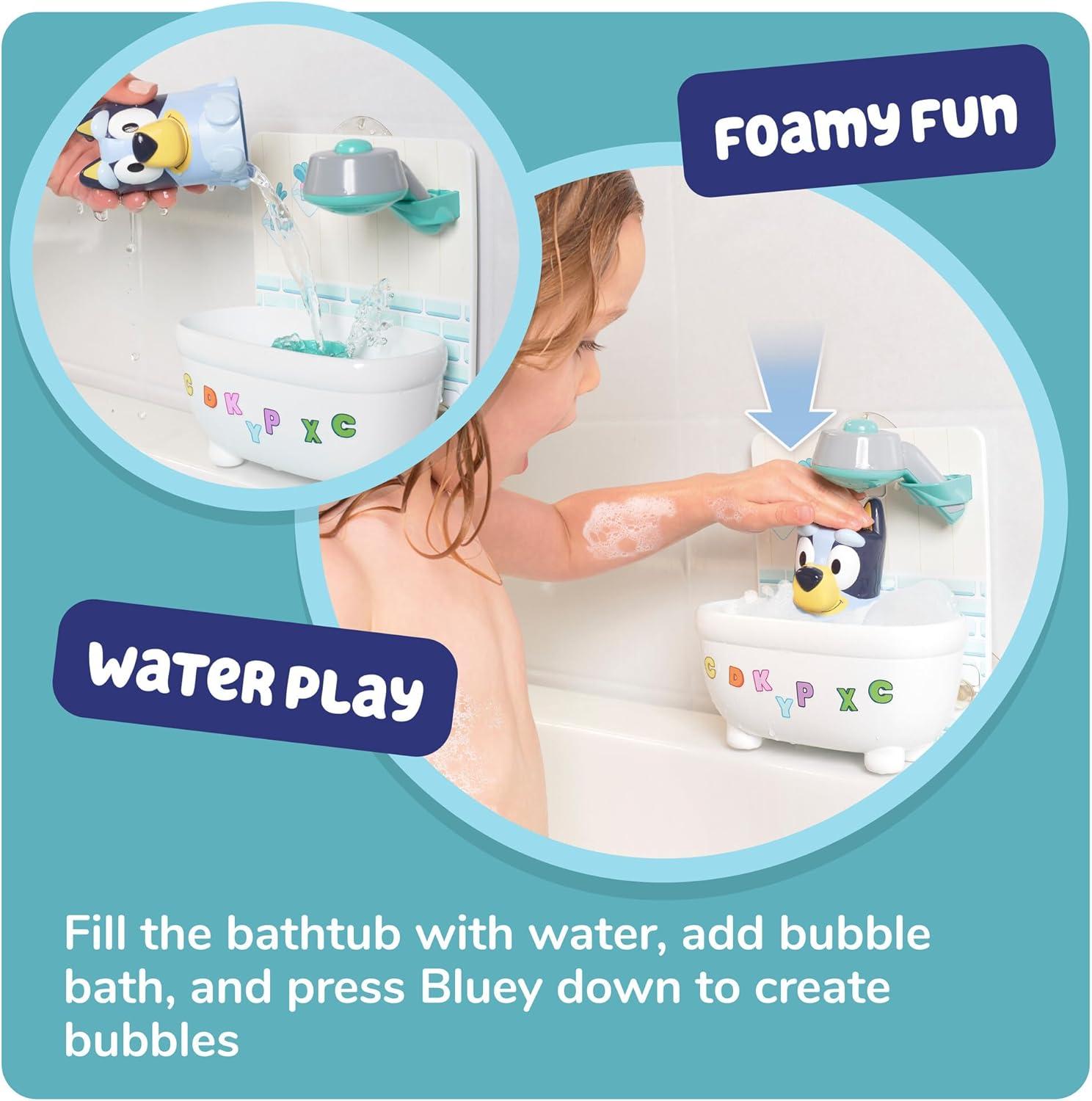 imageTOMY Toomies Shower amp Scrub Bluey Create Your Own Bubbles Includes Rinsing Showerhead and Removable Bluey Toy Interactive Bath Toys Toddler Easter Basket Fillers Ages 18 Months and Up