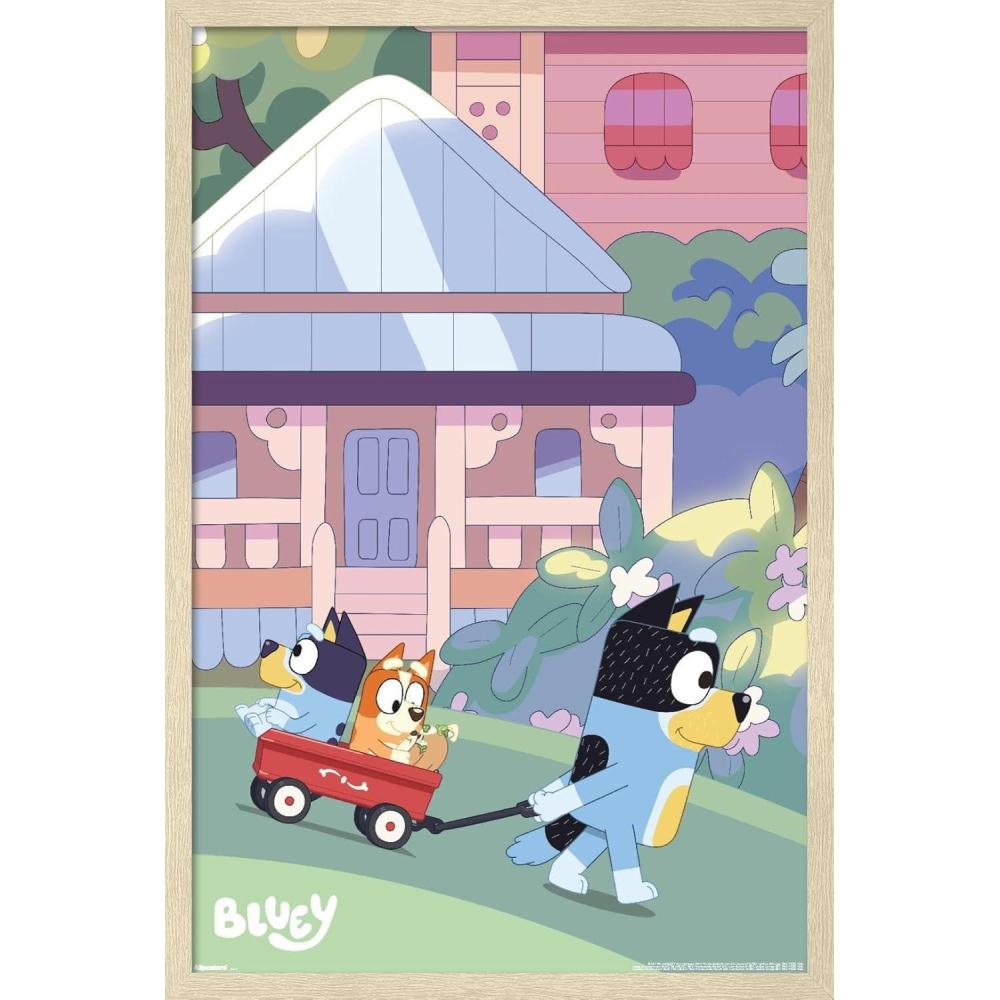 imageBluey  Walking Wall Poster 224L x 147W Premium Unframed VersionBlonde Framed Version
