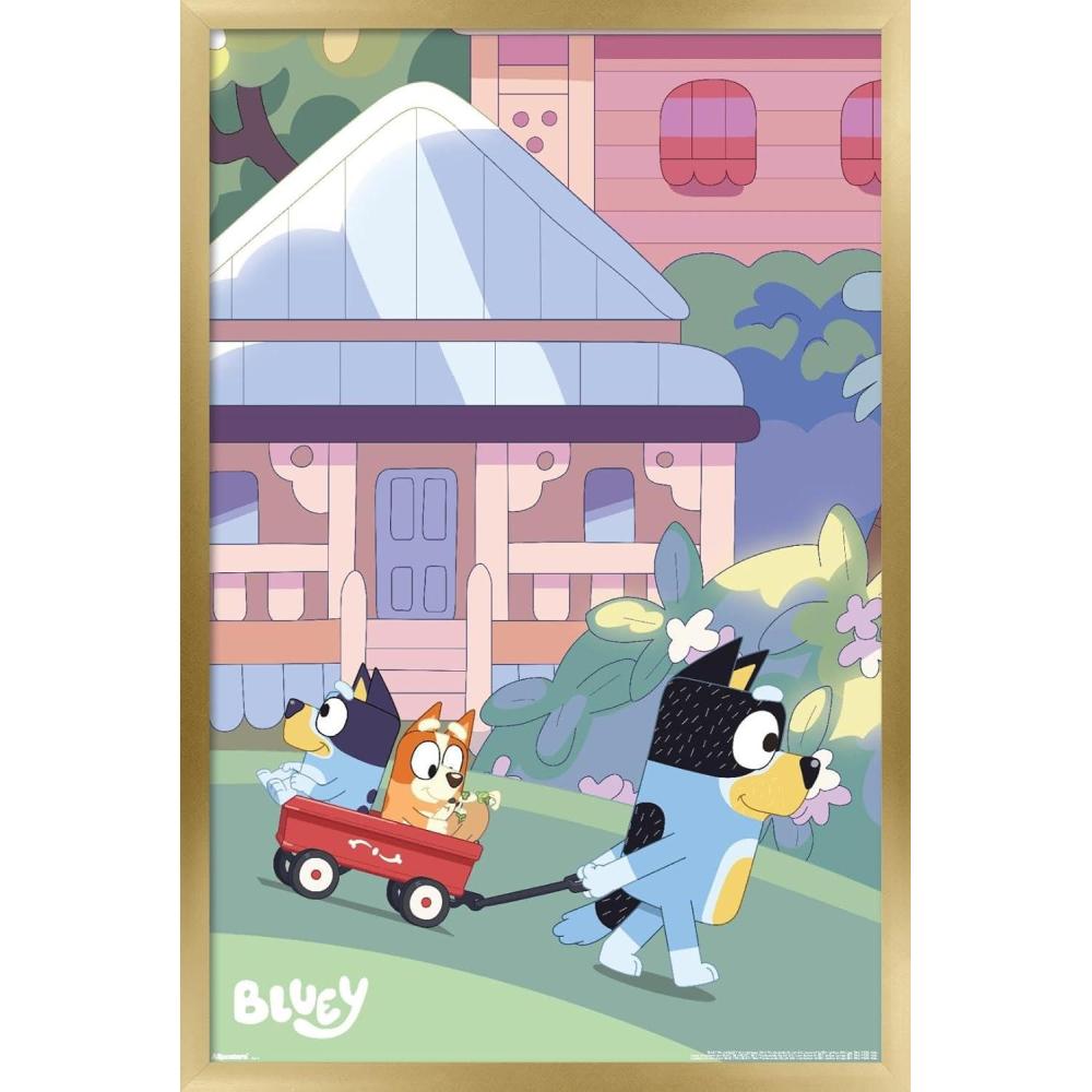 imageBluey  Walking Wall Poster 224L x 147W Premium Unframed VersionGold Framed Version