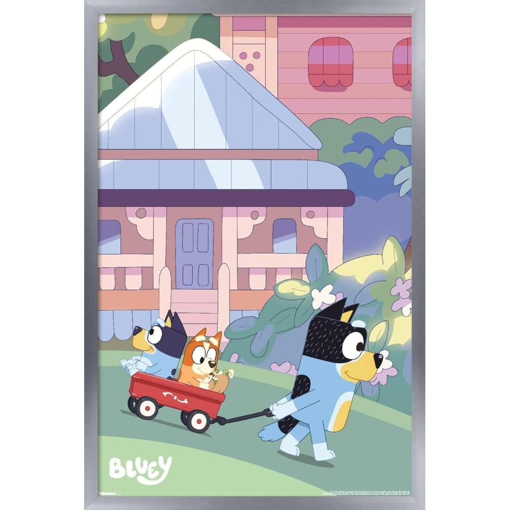 imageBluey  Walking Wall Poster 224L x 147W Premium Unframed VersionSilver Framed Version