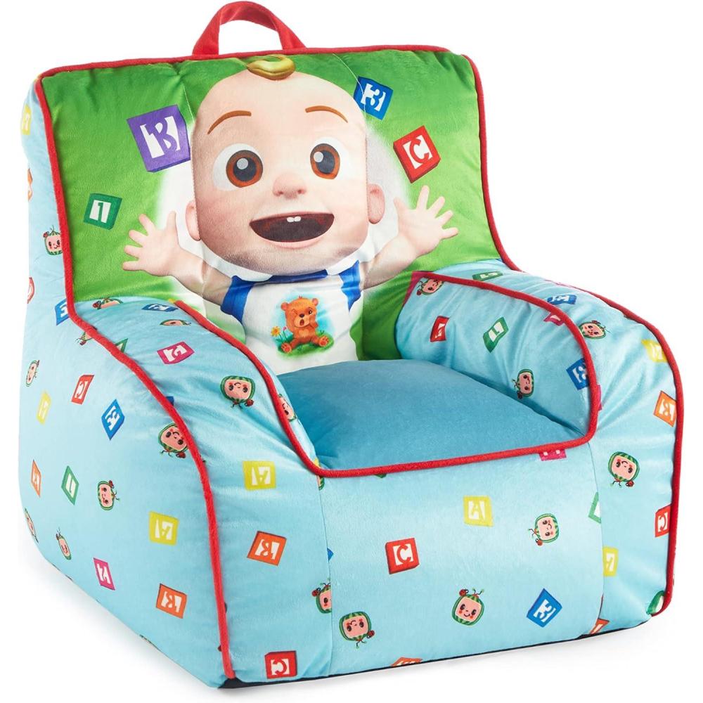 imageBluey amp Chloe Kids Micromink Bean Bag Sofa ChairSoft Padded Toddler Seat with Piping amp Carry HandleCozy Lounge Chair for Ages 3BlueCocomelon