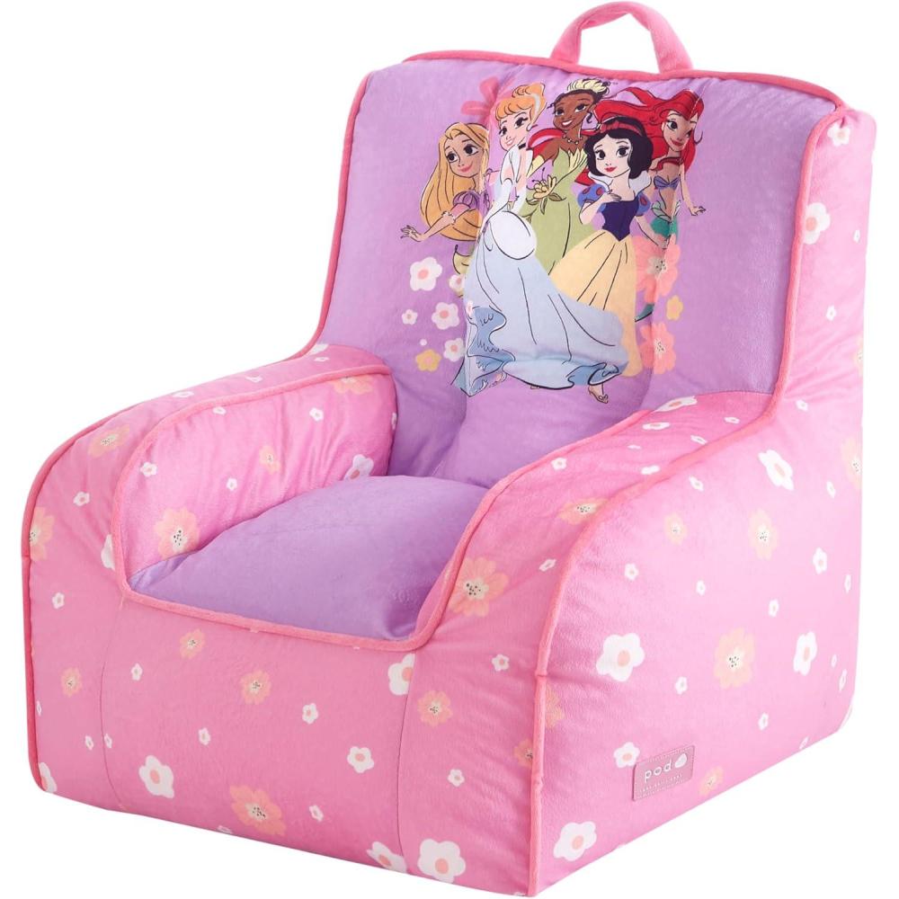 imageBluey amp Chloe Kids Micromink Bean Bag Sofa ChairSoft Padded Toddler Seat with Piping amp Carry HandleCozy Lounge Chair for Ages 3BluePrincess