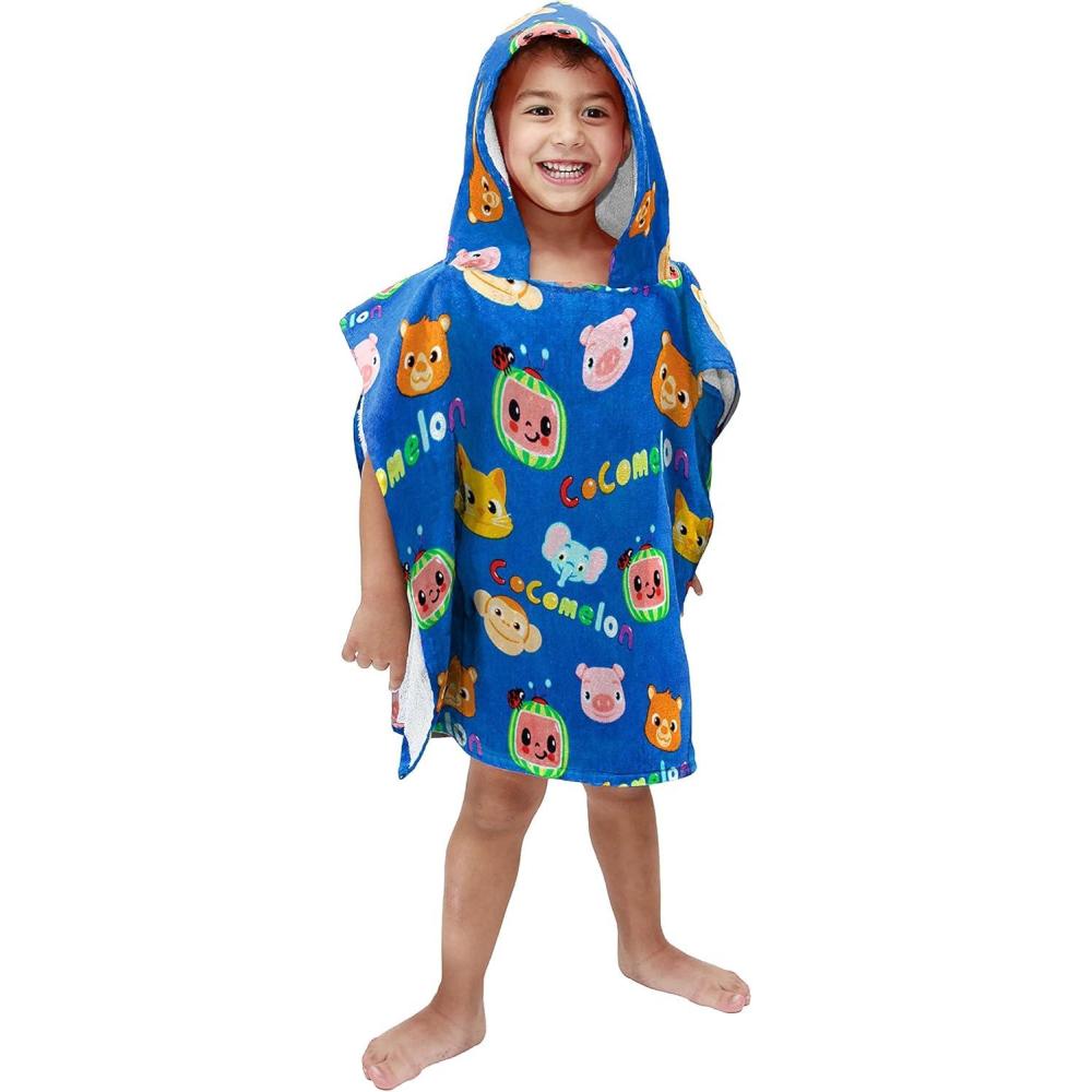 imageJay Franco Bluey Piggyback BathPoolBeach Hooded Poncho  Super Soft amp Absorbent Cotton Towel Measures 22 x 22 Inches Official Bluey ProductBlue  Cocomelon