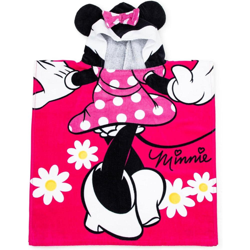 imageJay Franco Bluey Piggyback BathPoolBeach Hooded Poncho  Super Soft amp Absorbent Cotton Towel Measures 22 x 22 Inches Official Bluey ProductPink  Minnie Mouse