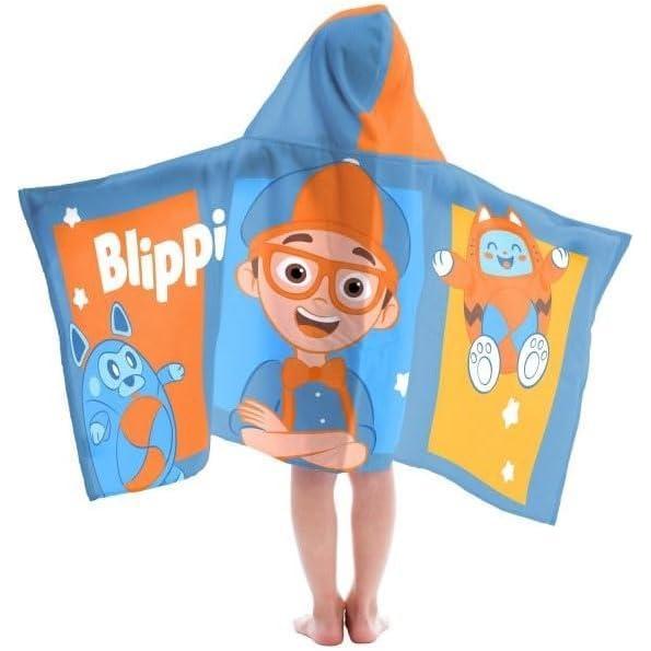 imageJay Franco Kids Hooded Towel 22 x 51 Super Soft Bath Wrap with 3D Hood Beach Pool amp Travel Official Licensed Product Blue BlueyBlue Blippi