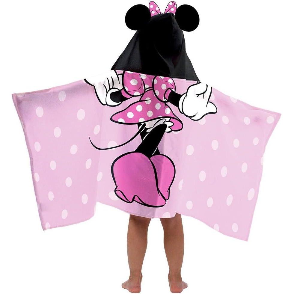 imageJay Franco Kids Hooded Towel 22 x 51 Super Soft Bath Wrap with 3D Hood Beach Pool amp Travel Official Licensed Product Blue BlueyPink Minnie Mouse