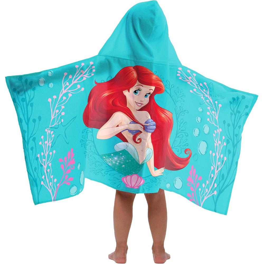 imageJay Franco Kids Hooded Towel  22 x 51 Super Soft Bath Wrap with 3D Hood Beach Pool amp Travel Official Licensed Product Blue  BlueyTeal  Little Mermaid