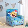 Bluey & Chloe Kids Micromink Bean Bag Sofa Chair,Soft Padded Toddler Seat with Piping & Carry Handle,Cozy Lounge Chair for Ages 3+,Blue(Baby Shark)