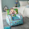 Bluey & Chloe Kids Micromink Bean Bag Sofa Chair,Soft Padded Toddler Seat with Piping & Carry Handle,Cozy Lounge Chair for Ages 3+,Blue(Cocomelon)