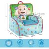 Bluey & Chloe Kids Micromink Bean Bag Sofa Chair,Soft Padded Toddler Seat with Piping & Carry Handle,Cozy Lounge Chair for Ages 3+,Blue(Cocomelon)