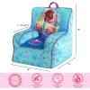 Bluey & Chloe Kids Micromink Bean Bag Sofa Chair,Soft Padded Toddler Seat with Piping & Carry Handle,Cozy Lounge Chair for Ages 3+,Blue(Little Mermaid)