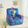Bluey & Chloe Kids Micromink Bean Bag Sofa Chair,Soft Padded Toddler Seat with Piping & Carry Handle,Cozy Lounge Chair for Ages 3+,Blue(Super Mario)
