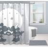 Jay Franco Bluey and Bingo Fabric Shower Curtain – Kids Teal Bathroom Décor(Gray – Mickey & Minnie)