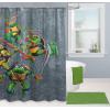 Jay Franco Bluey and Bingo Fabric Shower Curtain – Kids Teal Bathroom Décor(Grey – Tmnt)