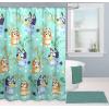 Jay Franco Bluey and Bingo Fabric Shower Curtain – Kids Teal Bathroom Décor(Teal – Bluey)