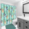Jay Franco Bluey and Bingo Fabric Shower Curtain – Kids Teal Bathroom Décor(Teal – Bluey)