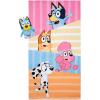 Jay Franco Bluey & Friends Bath Towel & Bath Buddy Set – Kids Bathtub Accessories – Includes 25 x 50 Inch Microfiber Towel & 13 Inch Bluey Water Play Buddy(Multi – Bluey)