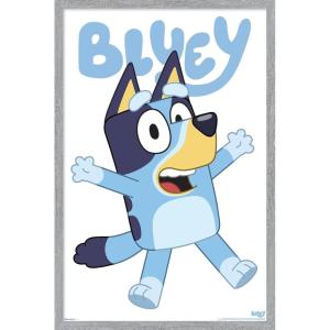 Bluey – Bluey Feature Series Wall Poster, 22.4L” x 14.7W”, Barnwood Framed Version(Gray Framed Version)
